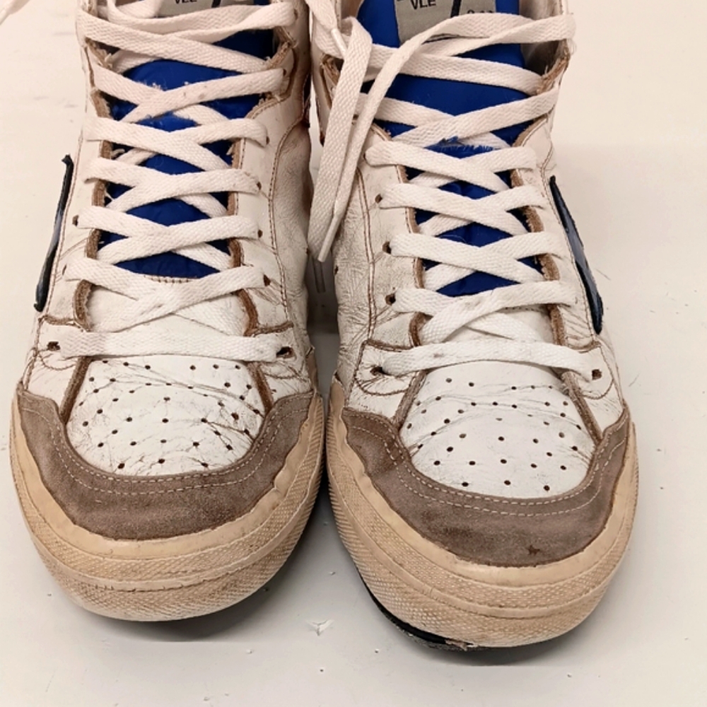 Golden Goose Men's 2.12 Tricolor Distressed Leather Hi-Top Sneakers - EU43/US10 - Picture 12 of 16